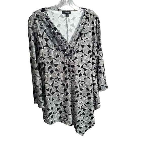 Alfani Tops - Alfani Womens Size 0X Tunic Asymmetric Hem Geometric Print Fluid Jersey
